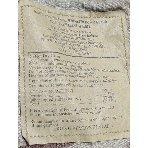 New Army Camo Combat Coat Jacket Team Soldier Flame Resistant Fr SZ Medium Short - Picture 8 of 8